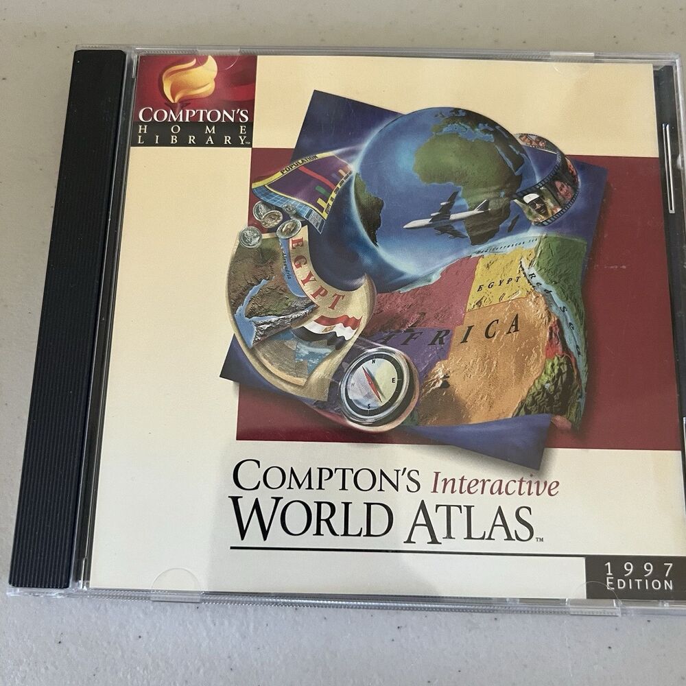 Compton's Interactive World Atlas 1997 Edition Home Library Complete CIB